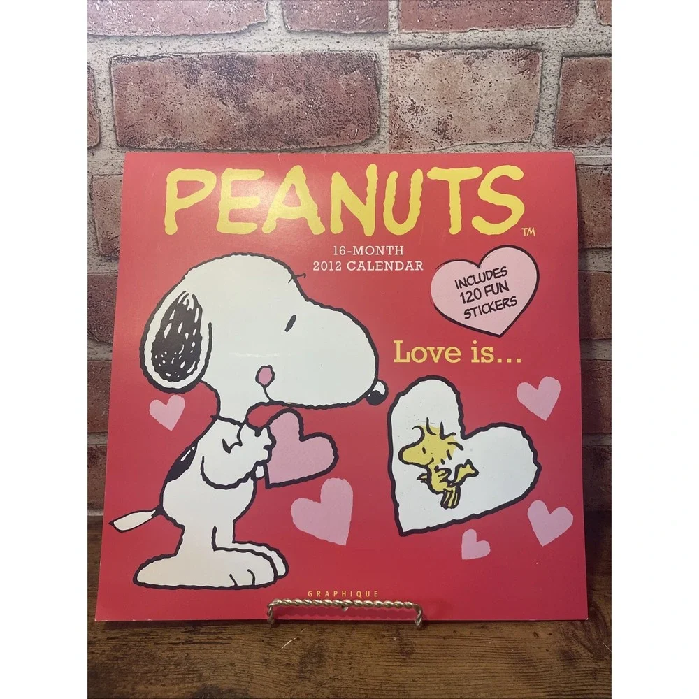 Snoopy Peanuts 16-Month Wall Calendar + 120 Stickers Lot Of 2 Calendars 2011-12